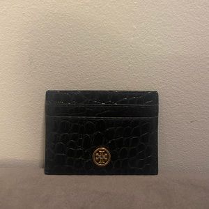 Tory Burch Croc Embossed Card Case